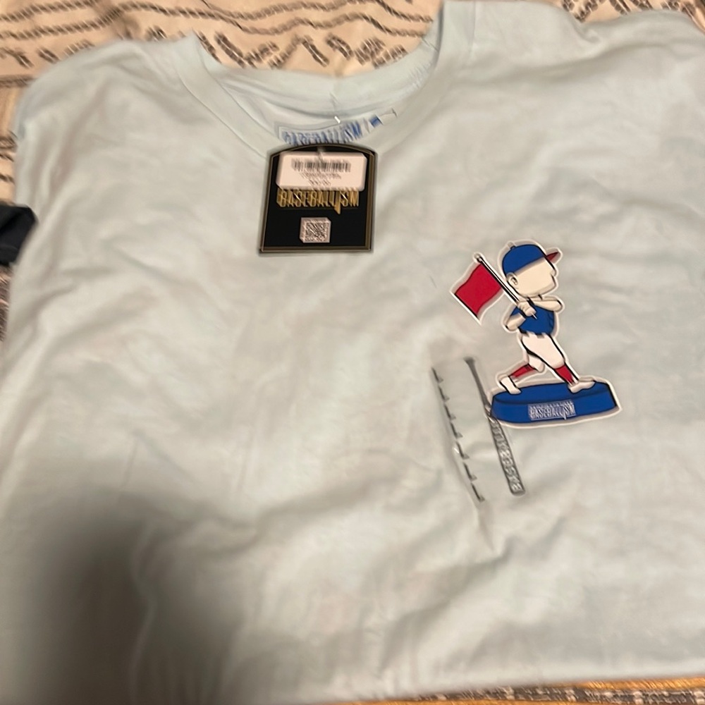 Baseballism Bobblehead Tee size large baby blue